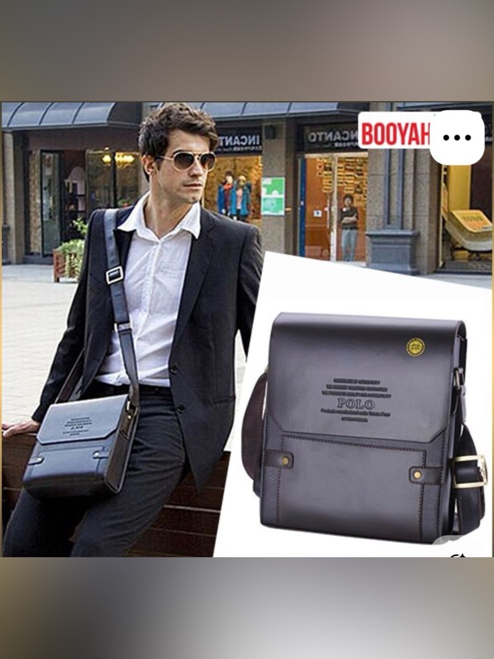 Polo International Leather Satchel Messenger Bag - Brown Crossbody
